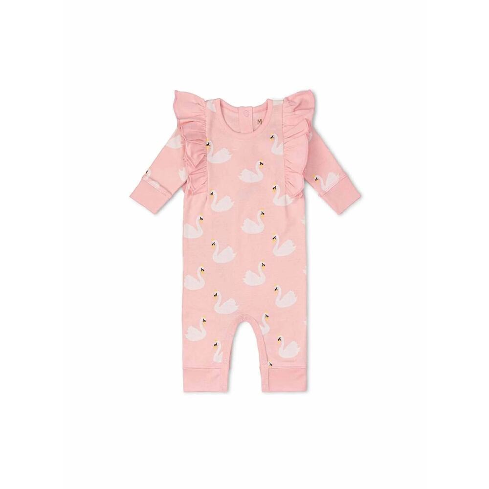 M+A by Monica + Andy Organic Cotton Baby Long Sleeve Double Ruffle Romper 6-9M